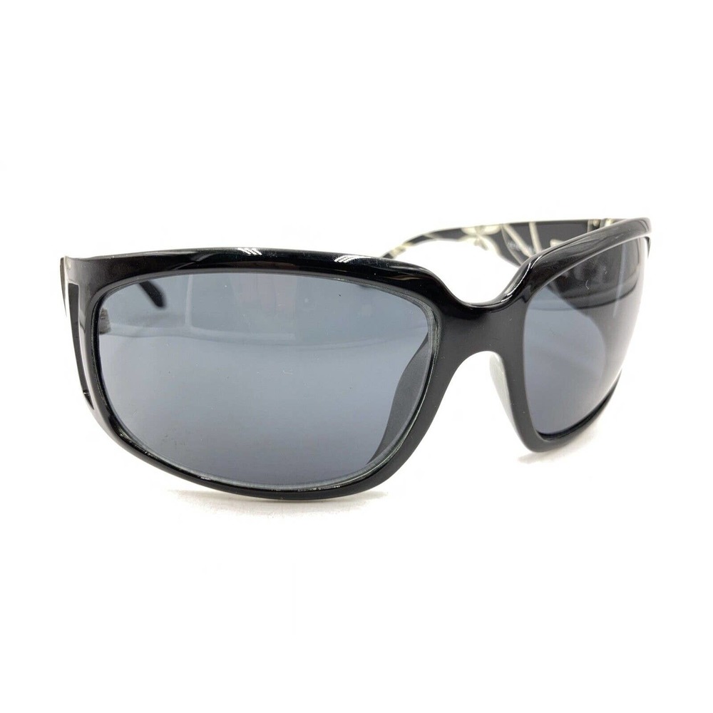 7Eye Tina F7732 Black Rectangle Wrap Sunglasses Gray Lens Designer Men Women